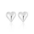 wholesale S925 Sterling Silver Bilateral Smooth Heart Ear Studs Women's Minimalist Style Ins High-end Simple Elegant Silver Earrings-0-0