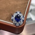 Sterling Silver Vintage Lab-Grown Sapphire Earring Pendant Ring Set-0-5