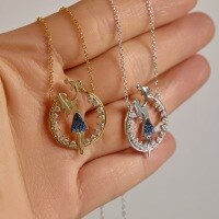 wholesale S925 Sterling Silver Cross-Border Hot Style Women's Necklace with Round Diamond Zircon Inlay for Mother's Day, Ins Style Necklace for Women-DY190825-SQ-BA>925 silver