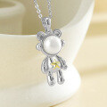 wholesale 925 Sterling Silver Original Design Fashion Hand-Inlaid Zircon Bear Necklace Wholesale, Freshwater Pearl Necklace Women's Versatile-0-1