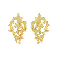 wholesale S925 Sterling Silver Hollow Frosted Irregular Earrings for Women, European and American Style, Small Batch, Unique Asymmetric Design-18K gold [with sterling silver ear plugs]  925 silver