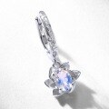 wholesale S925 Sterling Silver Cross-Border New Elegant and Exquisite Seven-Color Blue Moonstone Lotus Earrings, High-End Dangle Earrings for Ladies-0-3