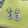 Gold-Plated 925 Silver Lab-Created Blue Spinel 6*8mm 15ct Stud Earrings-0-4