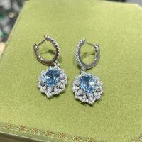 Gold-Plated 925 Silver Lab-Created Blue Spinel 6*8mm 1.5ct Stud Earrings-Cultured aquamarine spinel earrings  6*8mm (1.5 carats per ear)