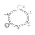 wholesale S925 Sterling Silver Korean Dongdaemun Fashion Retro Light Luxury Smiley Star Cross Element Bracelet-0-4