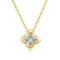 14K Gold Plated 925 Silver Moissanite Four-Leaf Clover Pendant Necklace-0-3