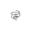 wholesale S925 Sterling Silver Korean Version Ins Small and Minimalist Design Versatile Micro-Set Zircon Textured Joint Pinky Ring for Women-0-5