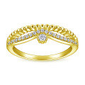 wholesale S925 Sterling Silver Gold-Plated Non-Tarnish Women's Wedding Ring Index Finger Ring for Cross-Border E-Commerce Best-Seller-0-1
