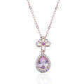 wholesale S925 silver rose gold-plated Korean fashion elegant and creative floral teardrop pendant necklace-0-4