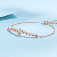 wholesale S925 Sterling Silver High-Quality Moissanite Champagne Gold Square Diamond Bracelet, Stylish and Luxurious, Factory Direct-70 points Moissanite (Champagne Gold)  925 Silver