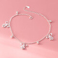 wholesale 990 sterling silver fresh sweet ins style niche high-end delicate bow bead anklet S7983-0-1