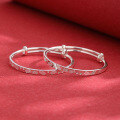 wholesale 999 Pure Silver Happiness Health Children Baby Bracelet Solid Silver Peace Bangle Infant Full Moon First Birthday Gift Engraving-0-3