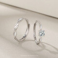 wholesale 999 pure silver couple rings for women, small and unique design with a high-end feel, adjustable solid silver plain band rings for men, a pair of rings to gift your girlfriend-0-32