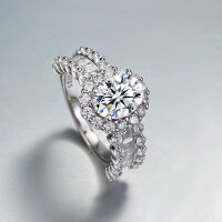 S925 Silver Oval Moissanite Solitaire Ring for Women-6*8mm (1.5ct moissanite)  US No. 8