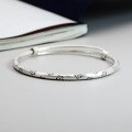 wholesale 999 Silver Adjustable Floral Bracelet for Women, Summer Pure Silver Creative Design Student Bangle with Handmade Push-Pull Flower-0-5