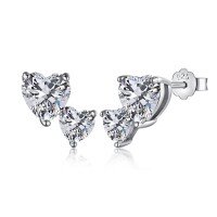 wholesale S925 Sterling Silver Korean and Japanese Light Luxury Earrings with High-End Zircon Inlay, Unique Heart Design, Fashionable and Elegant Women's Earrings-DY1D0181-SW-WH>925 silver