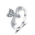 wholesale S925 Sterling Silver Fashion Commuting Minimalist Yet Stylish Moissanite Ring Heart Jewelry-0-4