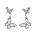 wholesale S925 Sterling Silver Korean Version Ins Design Double Bow with Micro-Set Shell and Zircon Textured Stud Earrings for Women-0-4