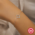 wholesale S925 Sterling Silver Geometric Diamond Rhombus Bracelet for Women, Trendy and Versatile-0-2