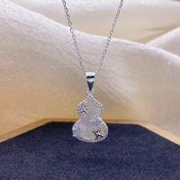 wholesale 999 Silver Original Maker's White Jade Pendant with Auspicious Clouds, Ruyi, and Gourd, Trending Four-Leaf Clover Pendant with Niche Design-Star Gourd Single Pendant Pure Silver