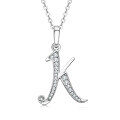 Metal Alloy Creative 26-Letter Simple Moissanite Necklace with Advanced Group Setting-0-3
