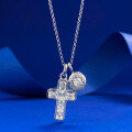 wholesale S925 Silver European and American Style Cross Pendant Stretch Chain Necklace, Fashionable and Versatile for Commuting, Live Stream Edition-0-1