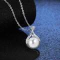Sterling Silver Moissanite Pendant Necklace with Pearl, Cross-Border Supply-0-2