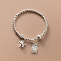 wholesale S925 Sterling Silver Taeyin Silver Bracelet for Women, Japanese and Korean Style Retro Banknote Small Wooden Horse Light Bead Smiling Hand Accessory S4986-0-1