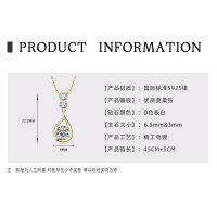 925 Sterling Silver D Color Moissanite Geometric Drop Pendant Necklace-Water droplet necklace [K gold]  925 silver