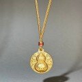 wholesale Metal material with a rotating pendant, unisex ancient method sand gold gourd necklace, new Chinese-style sweater chain design, identical to gold store offerings-0-0
