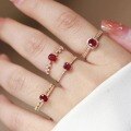 wholesale S925 Sterling Silver Red Elk Full-body Ring for Women, Vintage Double-layer Design, Elegant and Fashionable, Gentle and Girly, Ins Style-0-3