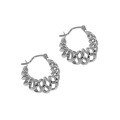 wholesale S925 sterling silver Korean version ins niche design minimalist versatile twisted circle croissant textured earrings for women-0-5