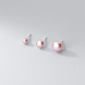 wholesale 999 Silver Nalan Freshwater Pearl Ear Studs Minimalist for Sensitive Ears Petite Earrings Women's Jewelry M00320-0-2