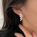 wholesale S925 sterling silver Korean-style geometric earrings for women with freshwater natural pearls and stone inlays, featuring a niche and high-end aesthetic-0-4
