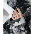 wholesale S925 Sterling Silver Korean Version Hollow Ring Ins Niche Design Textured Foil Effect Misaligned Crossover Ring for Women-0-3