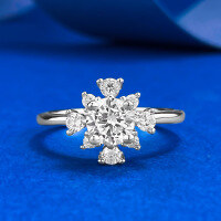 wholesale S925 silver jewelry ring with 55m claw-set high-carbon diamond surround, high-end fashionable ring for women, live streaming wholesale-R1340 White Diamond Ring>Size 7