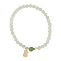 wholesale 925 Silver Gold-Plated New Chinese Style Woven Lucky Bag 4mm Jade Bead Bracelet, Nephrite Round Beads in "Qing Shui" Material-0-4