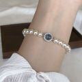 wholesale S925 Sterling Mercury Silver Aquamarine Natural Freshwater Pearl Bracelet Light Luxury Niche French High-End String Accessory-0-3