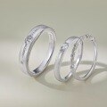 wholesale S925 Sterling Silver Minimalist Geometric Round Diamond Inlaid Unisex Couple Rings, Ins Style High-End Plain Silver Matching Bands-0-0