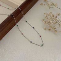 wholesale S925 Sterling Silver Light Luxury Minimalist Zircon Necklace for Women, Korean Summer Small Design Popular Versatile Collarbone Chain-Sterling silver