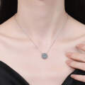 S925 Sterling Silver Moissanite Necklace, High-End Diamond-Sunflower Snowflake Pendant, Luxurious-0-2