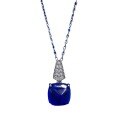 wholesale S925 silver jewelry, European and American new style, 10*10 royal blue sugar loaf necklace pendant, women's collarbone chain-0-4