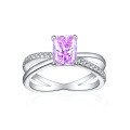 wholesale 925 Sterling Silver Flame Ice Flower Cut Square Diamond Ring for Women, High-End Sense of Luxury Gemstone High Carbon Diamond Women's Ring-0-7