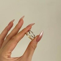 wholesale S925 Sterling Silver Light Luxury Japanese and Korean Ring for Women, Exquisite Marquise Honeycomb Design, Small and Advanced, Versatile Diamond-Shaped Band-Gold DY121109-SG-WH 7