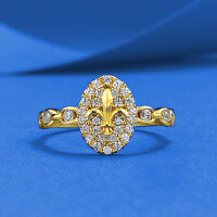 wholesale S925 silver jewelry-style golden oval iris flower fully inlaid ring with elegant Italian craftsmanship, live broadcast edition-R1473 Golden Iris>No. 9