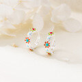 wholesale S925 Sterling Silver Sweet Ins Style Niche Design Dopamine Colorful Enamel Flower Ear Clasp M06672-0-1