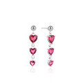 wholesale S925 Sterling Silver Inlaid with Red Diamond Heart-shaped Ear Drops, Korean-Japanese Style Romantic Tassels, Ultra-Sparkling Red Heart Design Women's Earrings-0-4