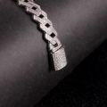 wholesale S925 silver plated zirconia 15mm thick Cuban chain unisex rhombus two-row diamond hip-hop bracelet-0-3