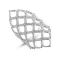 wholesale S925 silver-plated bright silver adjustable hollow mesh trendy custom index finger ring-0-5