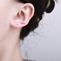 S925 Sterling Silver Small Asymmetric Star Bow Earrings-0-2